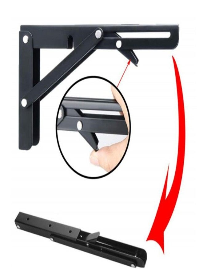 AMBOJIE Folding Shelf Brackets - 2 Pcs Heavy Duty Stainless Steel Collapsible Triangle Shelf Bracket, Space-Saving Collapsible Brackets for Bench, Table, Wall Mount (16Inch) - Image 4